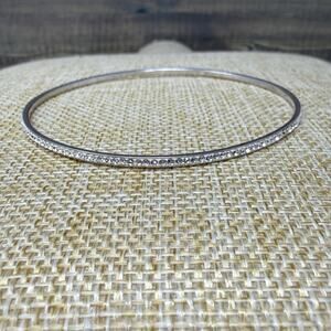 Sterling Silver 925 Rhinestone Bangle Bracelet 8.25 inch